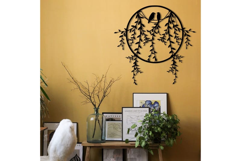 Birds on Tree Branch Vægdekor - Sort - Boligtilbehør - Vægdekoration - Skilt - Emaljeskilte