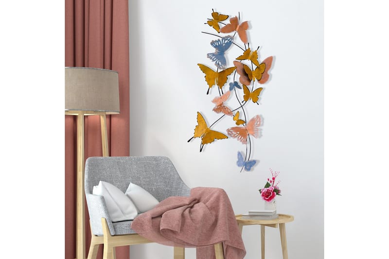 Butterflies Vægdekor - Flerfarvet - Boligtilbehør - Vægdekoration - Skilt - Emaljeskilte