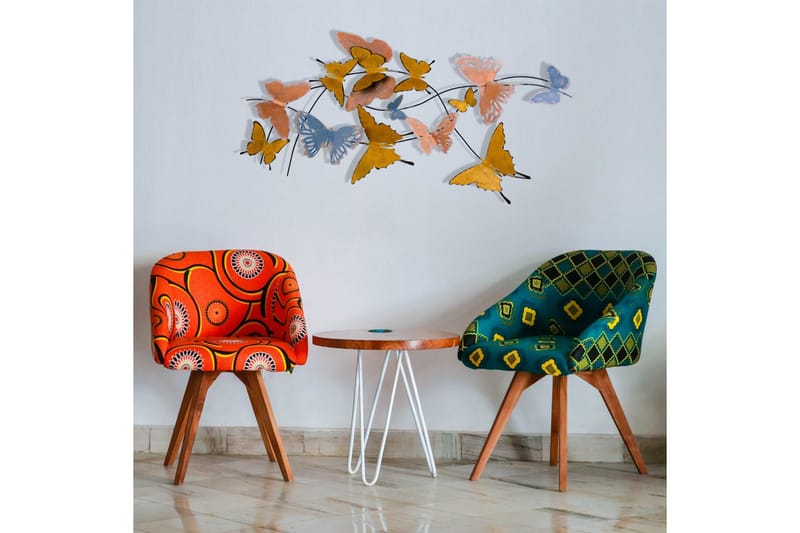 Butterflies Vægdekor - Flerfarvet - Boligtilbehør - Vægdekoration - Skilt - Emaljeskilte