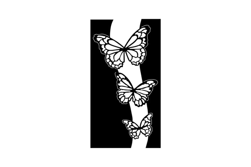 Butterfly 5 Vægdekor - Sort - Boligtilbehør - Vægdekoration - Skilt - Emaljeskilte