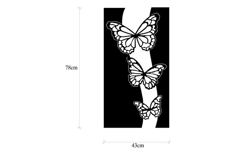 Butterfly 5 Vægdekor - Sort - Boligtilbehør - Vægdekoration - Skilt - Emaljeskilte
