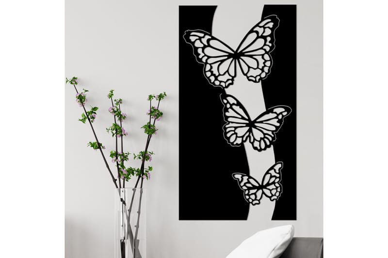 Butterfly 5 Vægdekor - Sort - Boligtilbehør - Vægdekoration - Skilt - Emaljeskilte