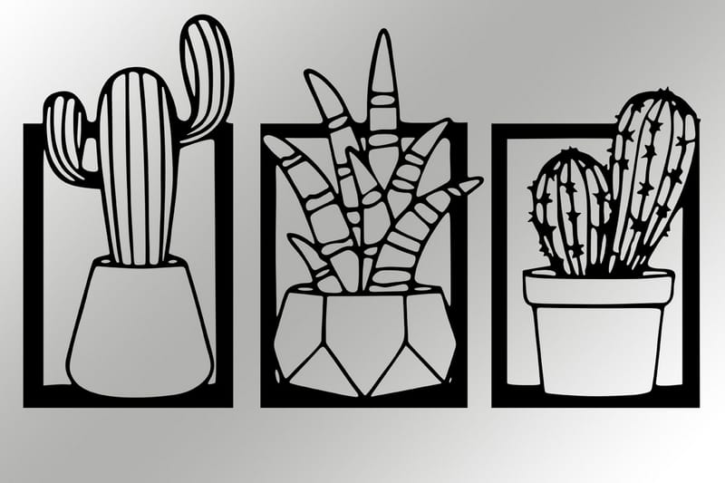 Cacti Vægdekor - Sort - Boligtilbehør - Vægdekoration - Skilt - Emaljeskilte