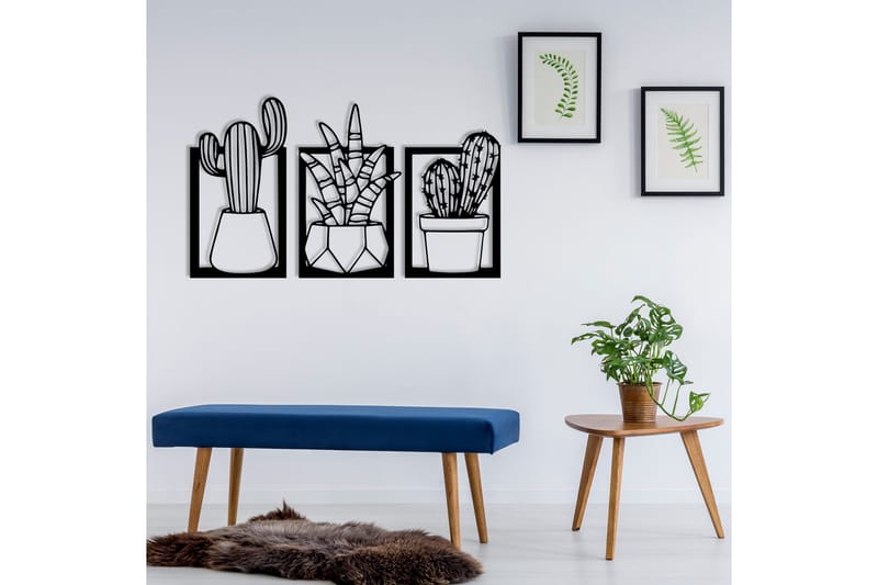 Cacti Vægdekor - Sort - Boligtilbehør - Vægdekoration - Skilt - Emaljeskilte