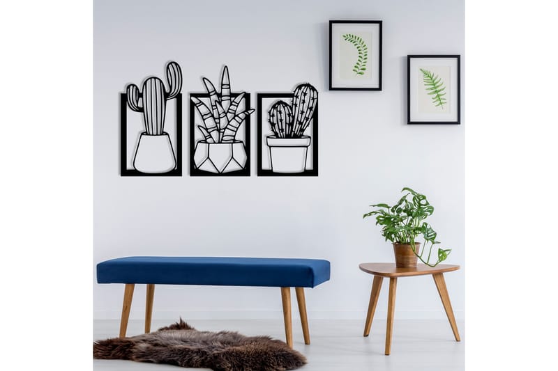 Cacti Vægdekor - Sort - Emaljeskilte