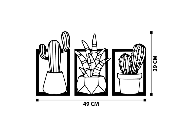Cacti Vægdekor - Sort - Emaljeskilte