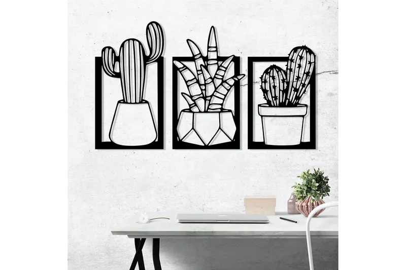 Cacti Vægdekor - Sort - Boligtilbehør - Vægdekoration - Skilt - Emaljeskilte