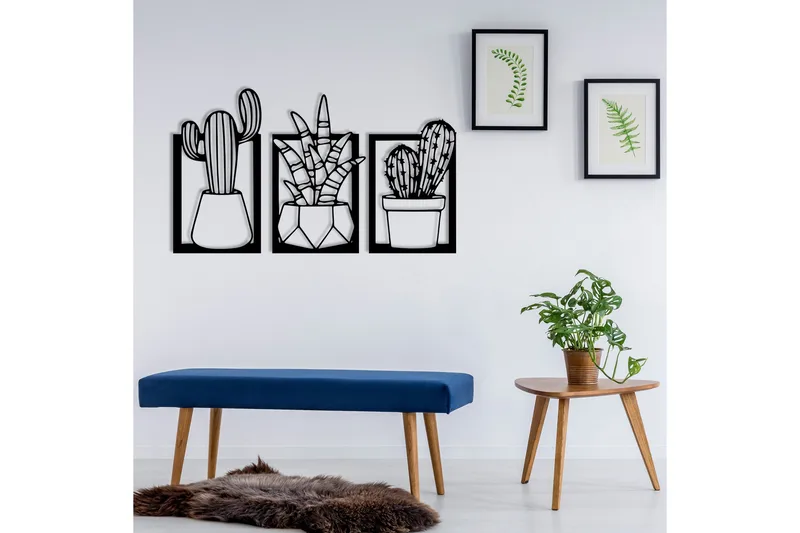 Cacti Vægdekor - Sort - Boligtilbehør - Vægdekoration - Skilt - Emaljeskilte