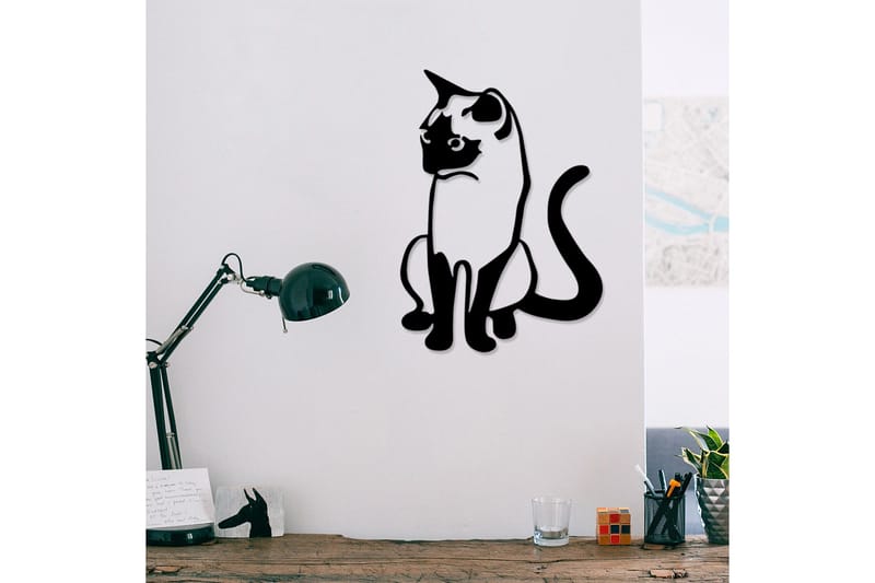 Cat 2 Metal Decor Vægdekor - Sort - Boligtilbehør - Vægdekoration - Skilt - Emaljeskilte