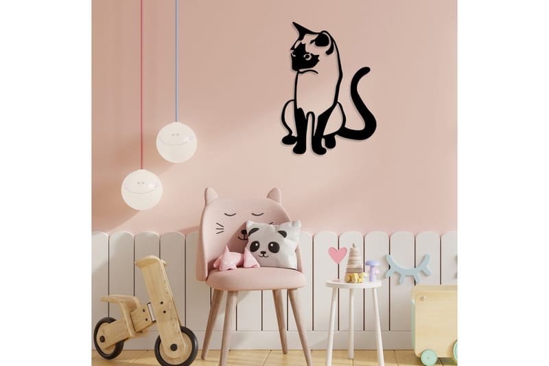 Cat 2 Metal Decor Vægdekor - Sort - Boligtilbehør - Vægdekoration - Skilt - Emaljeskilte