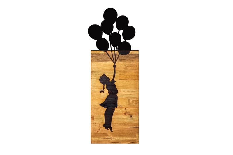 Child And Balloons Vægdekor - Sort - Emaljeskilte