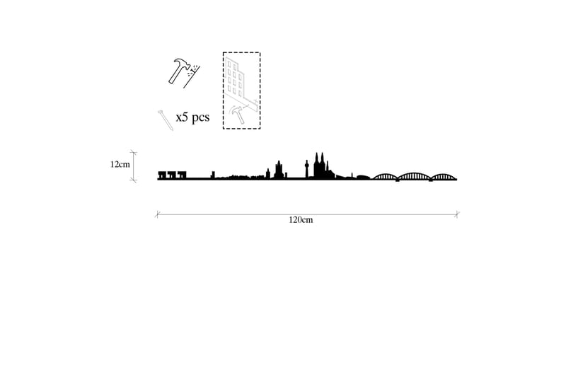 Cologne Skyline Vægdekor - Sort - Emaljeskilte