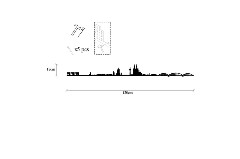 Cologne Skyline Vægdekor - Sort - Boligtilbehør - Vægdekoration - Skilt - Emaljeskilte