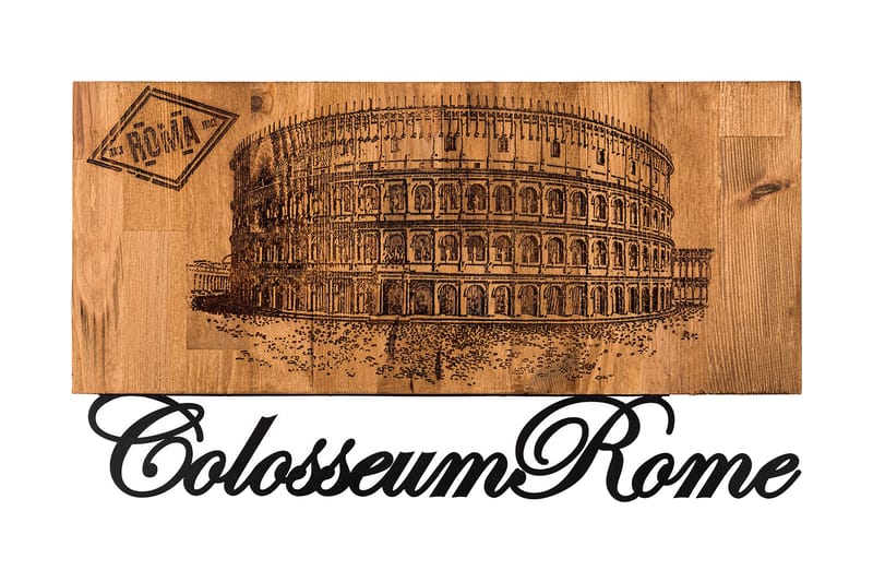 Colosseum Vægdekor - Sort/Valnød - Emaljeskilte