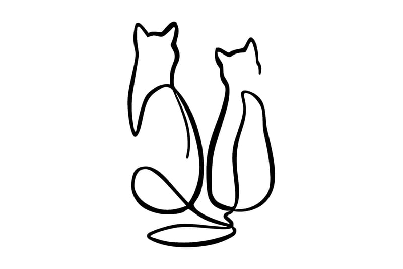 Couple Cat Love Vægdekor, Sort