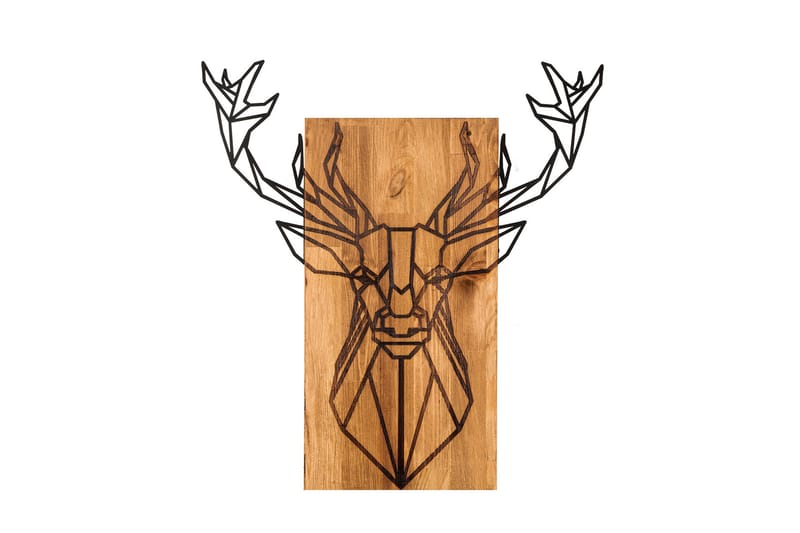 Deer Vægdekor, Sort/Valnød