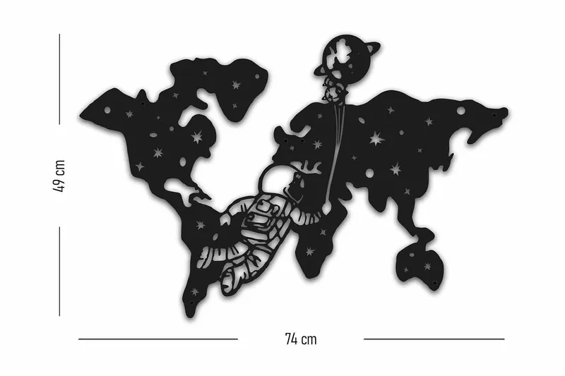 Dekorativ Vægdekor 74x49 cm, Sort