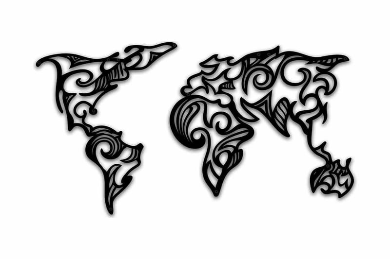 Dekorativ Vægdekor 86x47 cm, Sort