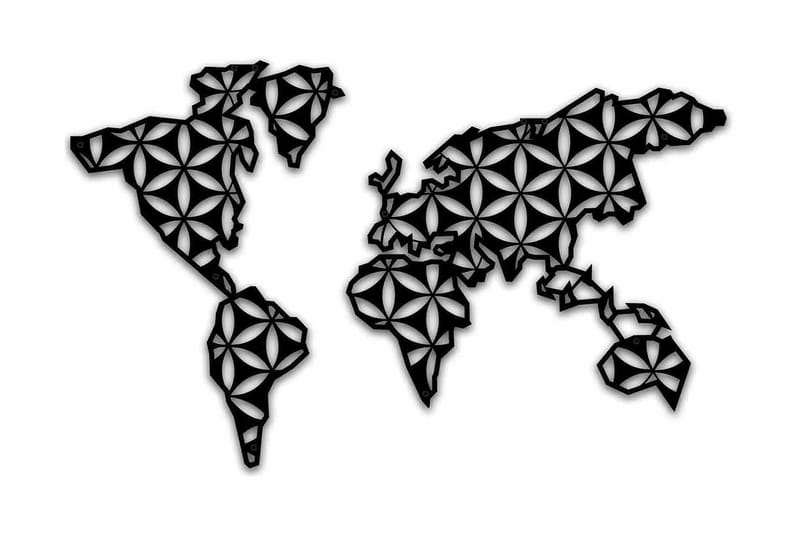 Dekorativ Vægdekor 87x54 cm, Sort