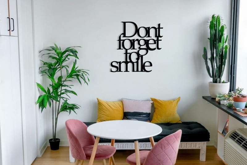Don't Forget To Smile Vægdekor, Sort