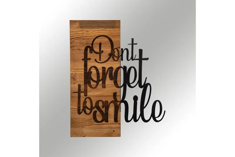 Don't Forget To Smile Vægdekor - Sort/Valnød - Boligtilbehør - Vægdekoration - Skilt - Emaljeskilte