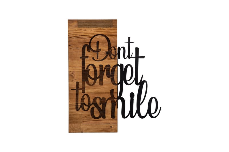Don't Forget To Smile Vægdekor, Sort/Valnød