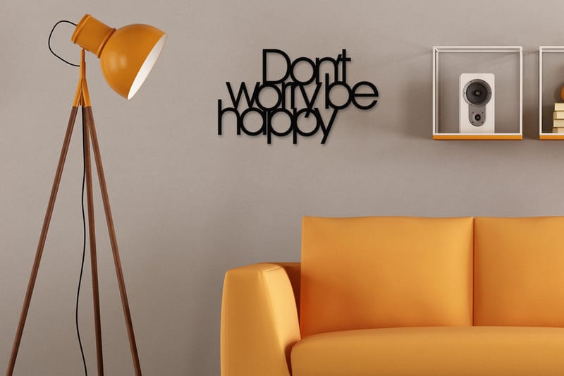 Don't Worry Be Happy Vægdekor - Sort - Emaljeskilte