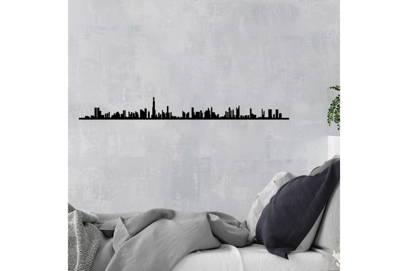 Dubai Skyline Vægdekor - Sort - Emaljeskilte