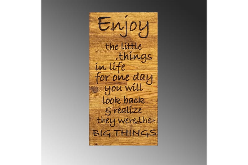 Enjoy The Little Things Vægdekor - Sort/Valnød - Boligtilbehør - Vægdekoration - Skilt - Emaljeskilte