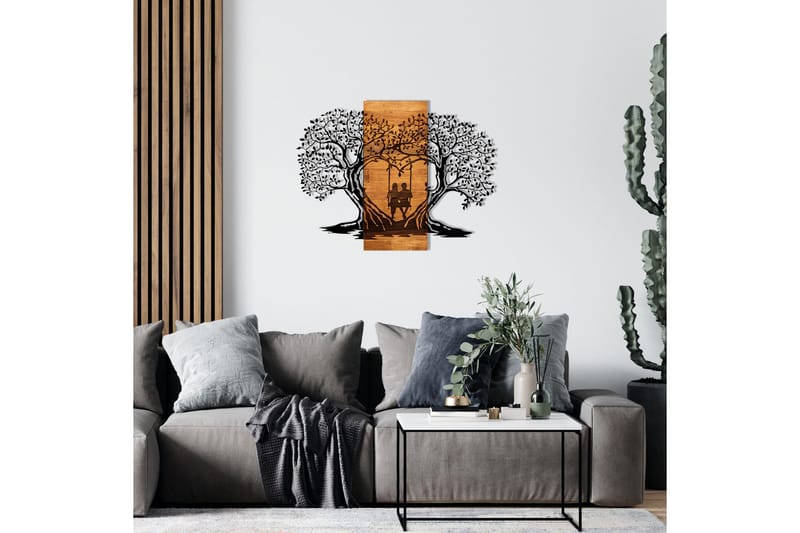 Eva Vægdekor - Sort/Valnød - Boligtilbehør - Vægdekoration - Skilt - Emaljeskilte