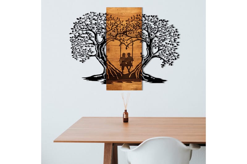 Eva Vægdekor - Sort/Valnød - Boligtilbehør - Vægdekoration - Skilt - Emaljeskilte