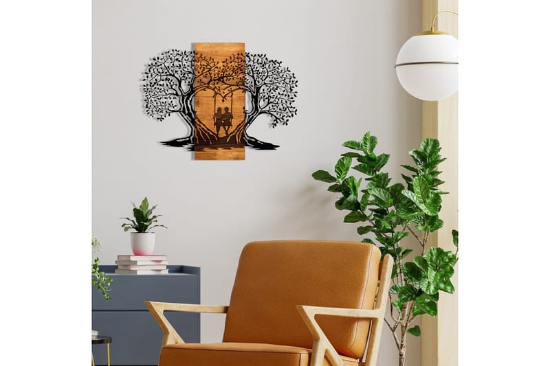 Eva Vægdekor - Sort/Valnød - Boligtilbehør - Vægdekoration - Skilt - Emaljeskilte