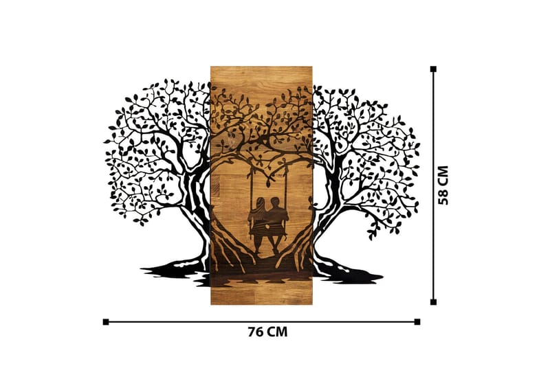 Eva Vægdekor - Sort/Valnød - Boligtilbehør - Vægdekoration - Skilt - Emaljeskilte