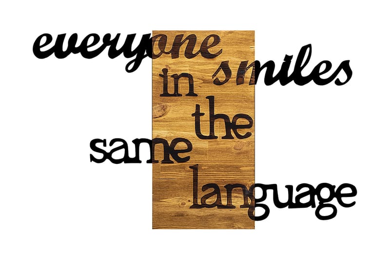 Everyone Smiles in The Same Language Vægdekor, Sort/Valnød
