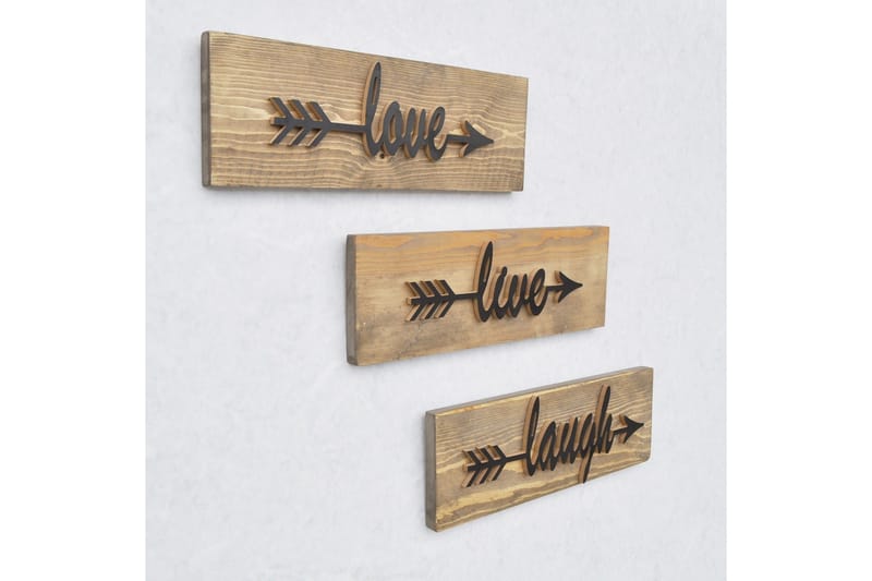 Evila vægdekoration 'Love Live Laugh' - Træ - Boligtilbehør - Vægdekoration - Skilt - Emaljeskilte