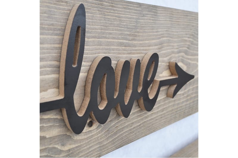 Evila vægdekoration 'Love Live Laugh' - Træ - Boligtilbehør - Vægdekoration - Skilt - Emaljeskilte