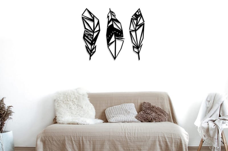 Feather Metal Decor Vægdekor, Sort