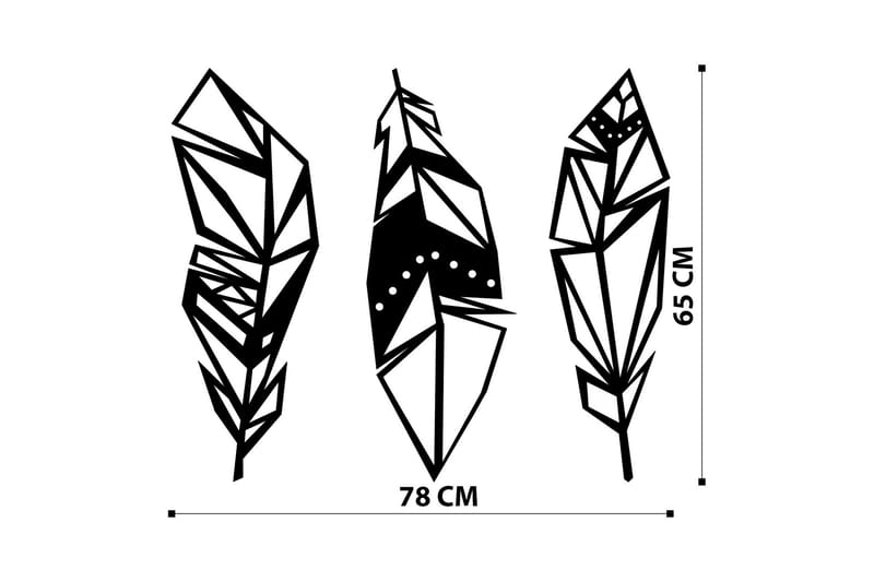 Feather Metal Decor Vægdekor - Sort - Boligtilbehør - Vægdekoration - Skilt - Emaljeskilte