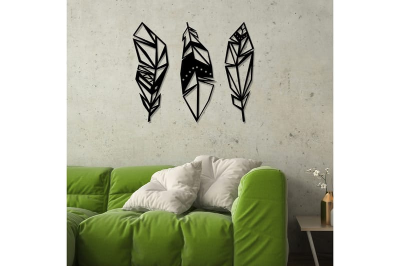 Feather Metal Decor Vægdekor - Sort - Boligtilbehør - Vægdekoration - Skilt - Emaljeskilte