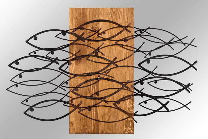 Fish Vægdekor - Sort/Valnød - Boligtilbehør - Vægdekoration - Skilt - Emaljeskilte