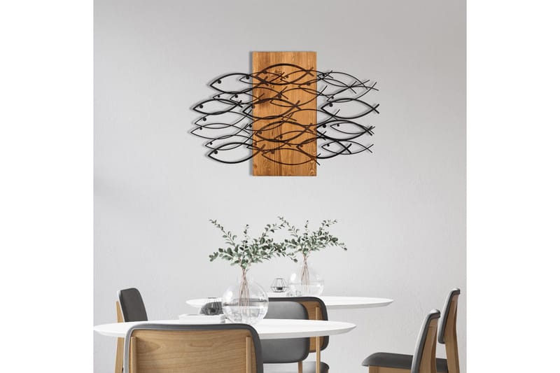 Fish Vægdekor - Sort/Valnød - Boligtilbehør - Vægdekoration - Skilt - Emaljeskilte