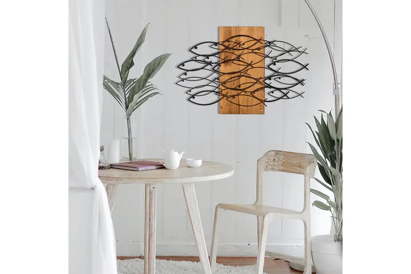 Fish Vægdekor - Sort/Valnød - Boligtilbehør - Vægdekoration - Skilt - Emaljeskilte