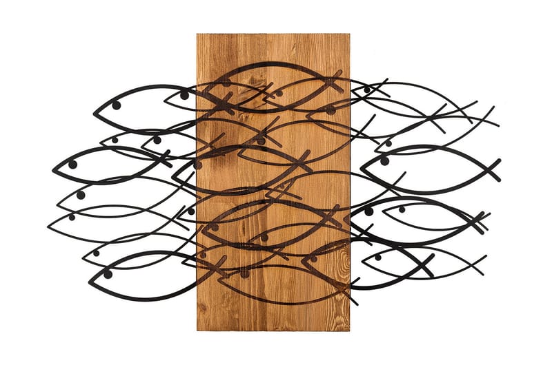 Fish Vægdekor, Sort/Valnød