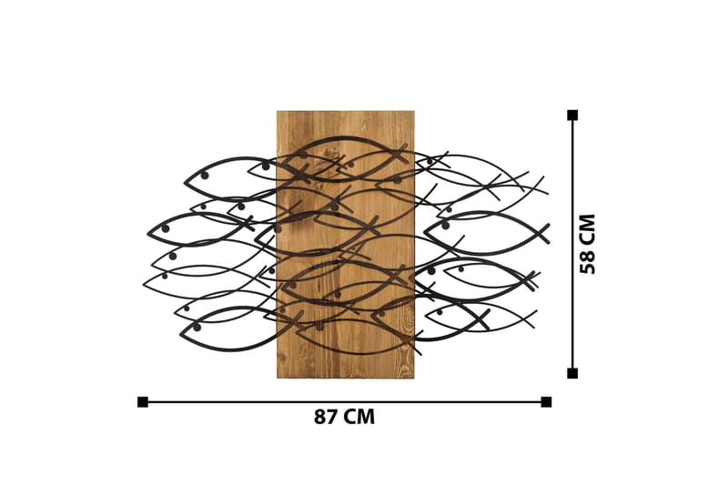 Fish Vægdekor - Sort/Valnød - Boligtilbehør - Vægdekoration - Skilt - Emaljeskilte