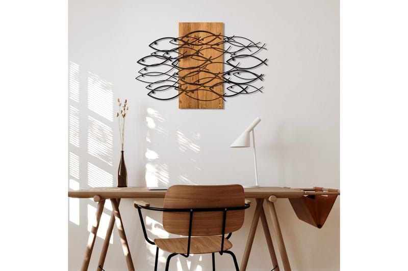 Fish Vægdekor - Sort/Valnød - Boligtilbehør - Vægdekoration - Skilt - Emaljeskilte