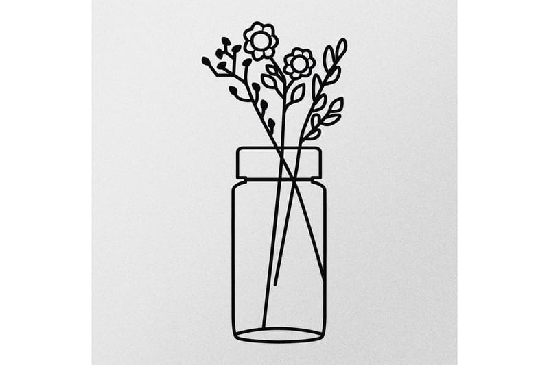 Flower 1 Vægdekor - Sort - Boligtilbehør - Vægdekoration - Skilt - Emaljeskilte