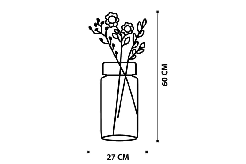 Flower 1 Vægdekor - Sort - Boligtilbehør - Vægdekoration - Skilt - Emaljeskilte