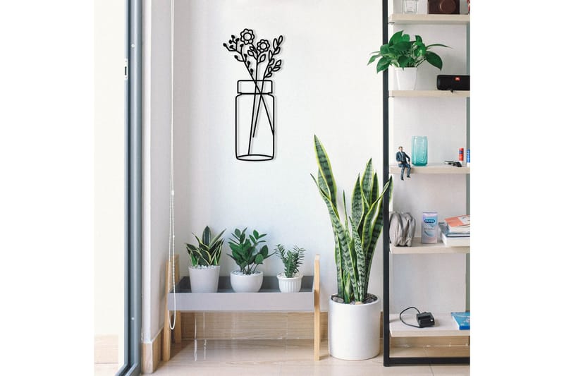 Flower 1 Vægdekor - Sort - Boligtilbehør - Vægdekoration - Skilt - Emaljeskilte