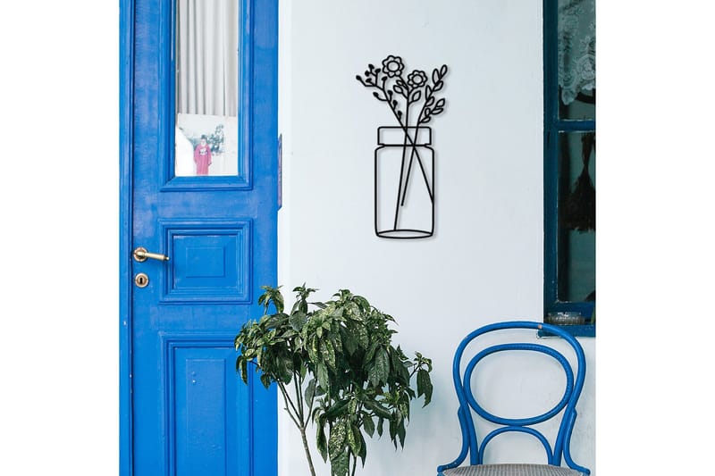 Flower 1 Vægdekor - Sort - Boligtilbehør - Vægdekoration - Skilt - Emaljeskilte