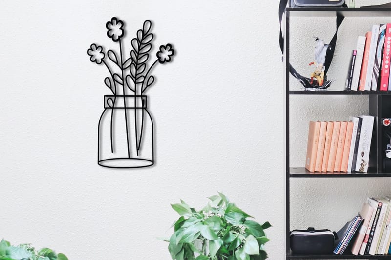 Flower 3 Vægdekor, Sort